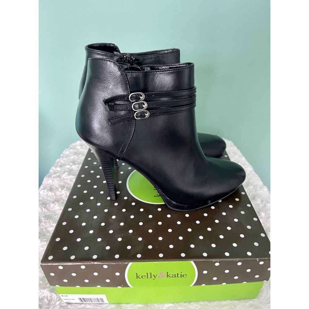NEW!  Kelly & Katie Faith high heeled black ankle boot / bootie - sz 9